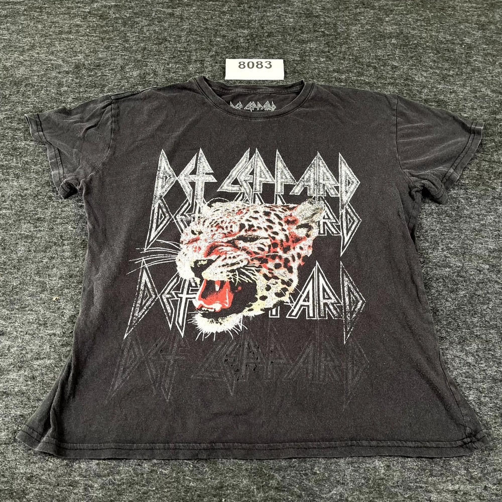Def Leppard T Shirt Mens Large Black Band Concert Graphic Print Cotton Crew Neck